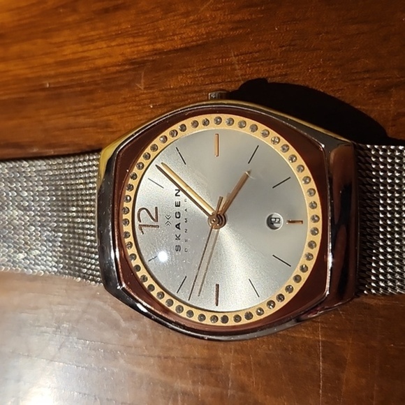 Skagen Asta Stainless Steel Mesh Watch w/Rose Face Date - Picture 9 of 10